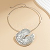 Tibetan Style Alloy Lotus Leaf Pendant Necklaces for Women NJEW-Q343-01AS-1