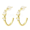 Real 18K Gold Plated Brass Ring Stud Earrings EJEW-L270-10G-02-1
