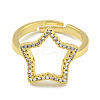 Star Rack Plating Brass Micro Pave Cubic Zirconia Adjustable Rings for Women RJEW-F162-13G-2