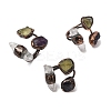Natural Fluorite & Quartz Crystal Irregular Nugget Open Cuff Ring RJEW-I082-07R-02A-1