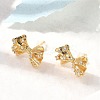Bowknot Brass Micro Pave Cubic Zirconia Stud Earrings EJEW-B148-07C-G-2
