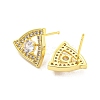 Hollow Triangle Brass Micro Pave Cubic Zirconia Stud Earrings EJEW-P237-01G-2