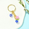 Flower Glass & Polymer Clay Pendant Keychain KEYC-JKC00639-01-2