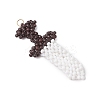Dagger Shape Glass Seed Beads Beaded Pendants PALLOY-CJ00135-01-3