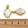 Rack Plating Brass Pave Natural White Shell Pendants KK-U025-04G-01-3