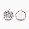 Flat Round with Tree of Life Tibetan Style Pendant Cabochon Settings TIBEP-K020kg-06AS-NR-2