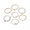 7Pcs 7 Style Evil Eye Lampwork & Glass Seed & Brass Beaded Stretch Bracelets Set for Women BJEW-JB09249-02-4