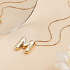 1pc Brass Chain with Alloy Letter Pendants Necklaces NJEW-LP0001-41M-G-3