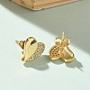 Brass Micro Pave Clear Cubic Zirconia Stud Earrings for Women EJEW-U034-02G-01-3