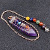 Natural Amethyst & Mixed Stone Braided Bullet Dowsing Pendulum Pendant Decorations CHAK-PW0001-043E-1