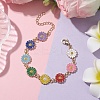 Sunflower Zinc Alloy Enamel Link Bracelets for Women BJEW-JB10246-2