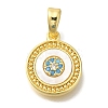 Brass Micro Pave Cubic Zirconia and Shell Pendants KK-K388-77G-01-1