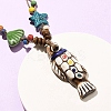 Ceramic Fish Pendant Adjustable Waxed Cord Necklaces for Women LS-NJEW-B146-05-3