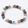 Natural African Turquoise(Jasper) Stretch Bracelets BJEW-JB03682-03-1