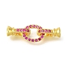 Rack Plating Oval Brass Micro Pave Cubic Zirconia Fold Over Clasps KK-F883-21G-1