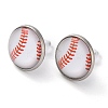Sport Balls Glass & 304 Stainless Steel Stud Earrings for Women LS-EJEW-H005-01P-05-1