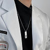 304 Stainless Steel Rectangle with Laser Cut Initial Pendant Necklaces FS-WG71FEF-25-2