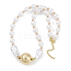 Rack Plating Brass & ABS Imitation Pearl Beaded Necklaces NJEW-P317-13C-G-2
