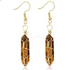 Tiger Quartz Hexagon Handmade Copper Wire Wrapped Earrings Natural Stone Column Earrings ND6138-5-1