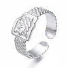 Non-Tarnish 304 Stainless Steel Belt Buckle Shape Cuff Ring RJEW-T023-59P-3