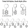 Number 0~9 Alloy Rhinestone Pendant Stitch Markers HJEW-SC00012-2