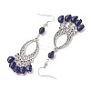 Halloween Skull Dyed Synthetic Turquoise & Alloy Dangle Earrings EJEW-JE05890-04-4