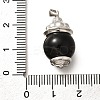 Brass & Natural Black Agate(Dyed & Heated) Pendants KK-Q043-22P-3
