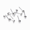 Tarnish Resistant 304 Stainless Steel Post Stud Earring Settings For Half Drilled Beads LS-STAS-H376-93-1