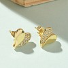 Brass Micro Pave Clear Cubic Zirconia Stud Earrings for Women EJEW-U034-02G-01-2