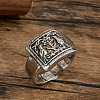 Rectangle with Bird & Flower Pattern Alloy Finger Rings FS-WGF2270-01-1