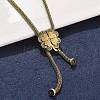304 Stainless Steel Crystal Rhinestone Clover Lariat Necklaces NJEW-V001-07G-1