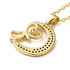 Golden Brass Crescent Moon Pendant Necklace with Rhinestone LS-NJEW-Z015-01C-G-4