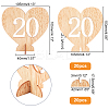 Heart Wooden Table Number 1-20 with Base DJEW-WH0033-61-2