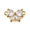 Brass Clear Cubic Zirconia Connector Charms KK-U065-04C-G-1