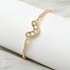 Heart Brass Micro Pave Cubic Zirconia Slider Bracelets BJEW-K248-02G-4