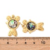 304 Stainless Steel Pave Natural Paua Shell Pendants STAS-U061-15G-B-3