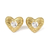 Heart 304 Stainless Steel Clear Cubic Zirconia Stud Earring for Women EJEW-Z047-05G-02-1