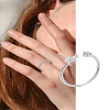 1Pc Letter Brass Rhinestone Open Cuff Rings for Women AJEW-LP0004-47H-S-1