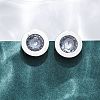 304 Stainless Steel Flat Round Stud Earrings EJEW-C099-23P-03-3