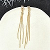 Heart Brass Tassel Stud Earrings EJEW-Z086-04G-1