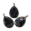 Natural Black Banded Agate(Dyed & Heated) Pendants G-F820-14P-10-1