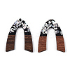 Opaque Resin & Walnut Wood Pendants RESI-N039-66C-3