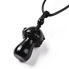 Natural Obsidian Mushroom Pendant Necklace NJEW-E065-01E-3