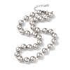 Non-Tarnish 304 Stainless Steel Round Beads Necklace for Women NJEW-B107-01A-P-1