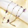 Natural Amethyst Chip 304 Stainless Steel Link Chain Necklaces for Women NJEW-K255-59G-2