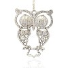 Antique Silver Alloy Rhinestone Owl Large Pendants ALRI-J005-28AS-2