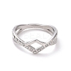 Crystal Rhinestone Wave Finger Ring RJEW-D120-15B-P-2