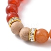 3Pcs 3 Style Natural Mixed Gemstone & Wood Round Beaded Stretch Bracelets Set for Woman BJEW-JB09081-3