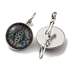 Flat Round Glass Leverback Earrings with Brass Earring Pins EJEW-Q798-01G-2