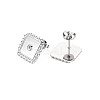 304 Stainless Steel Rhombus Stud Earrings with Crystal Rhinestone for Woman EJEW-N097-005P-2